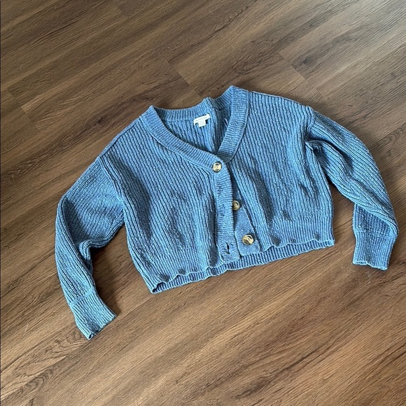 American Eagle Outfitters Sweaters - American Eagle Outfitters Blue Cardigan with Ribbed Accents